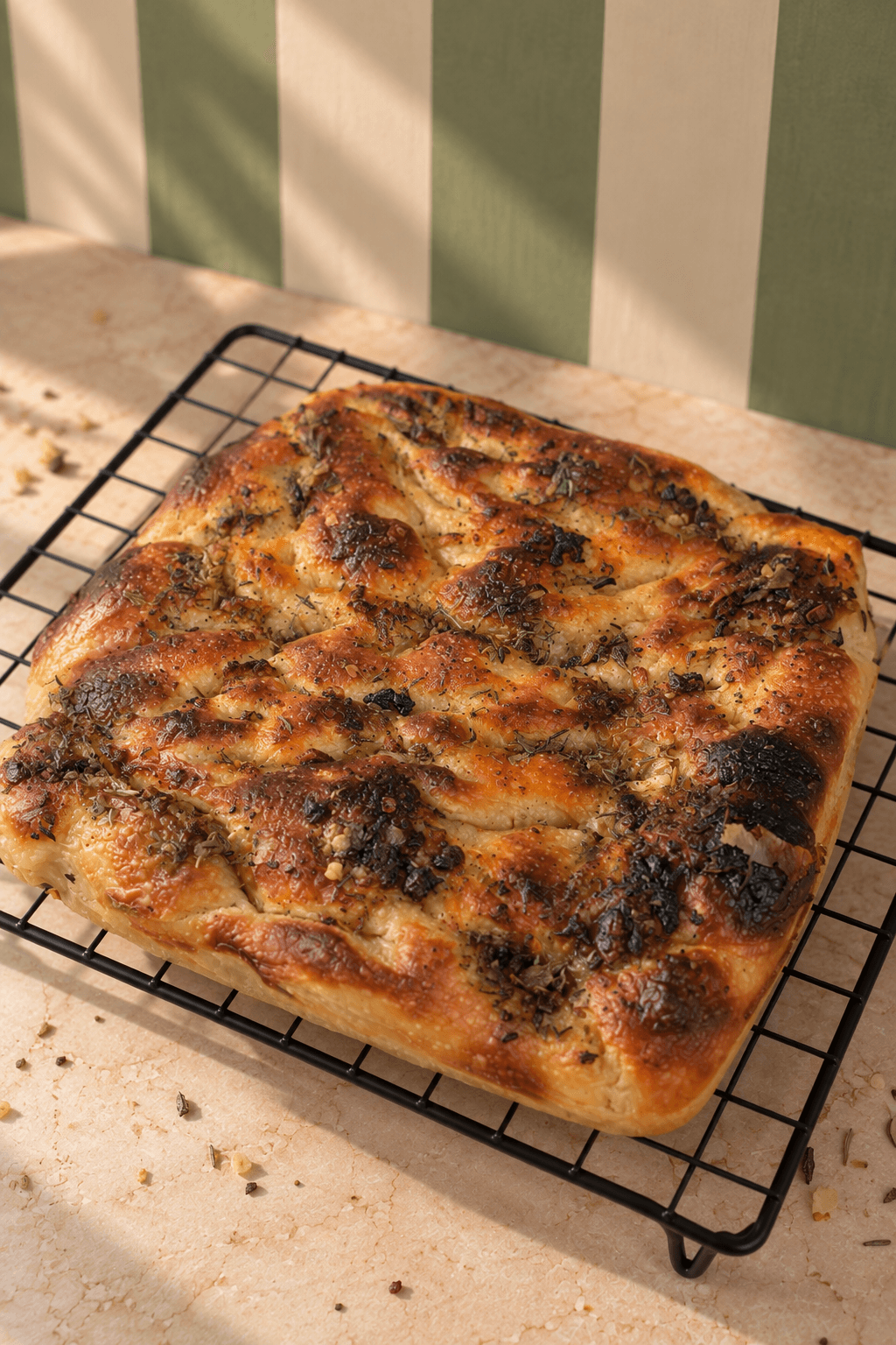 Garlic and herb sourdough focaccia