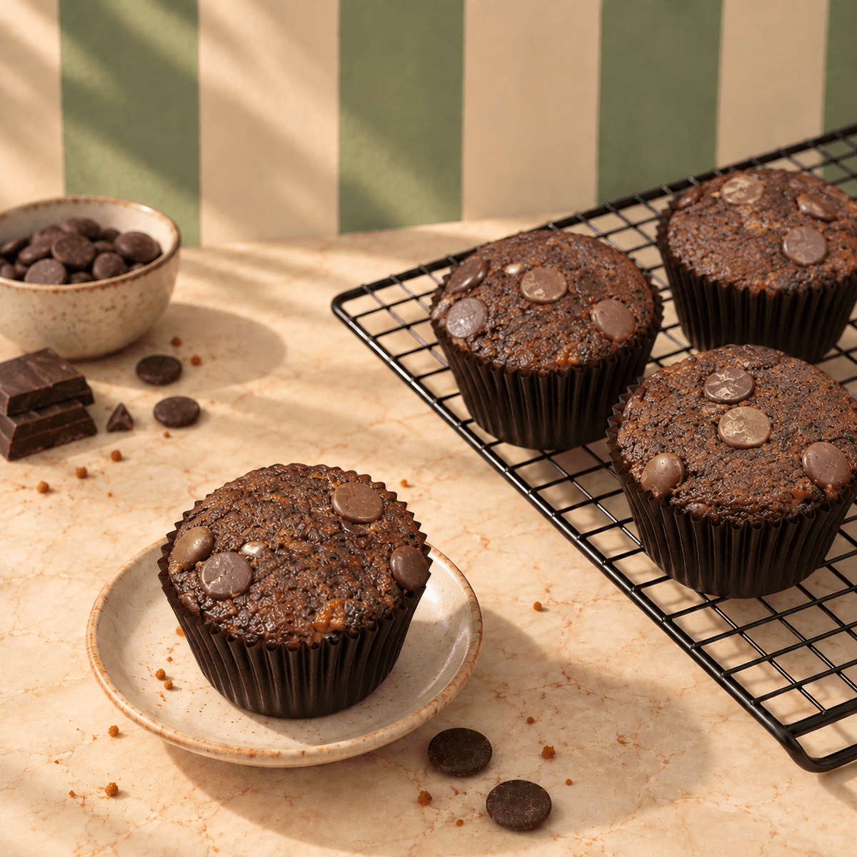 Choco banana caramel muffins