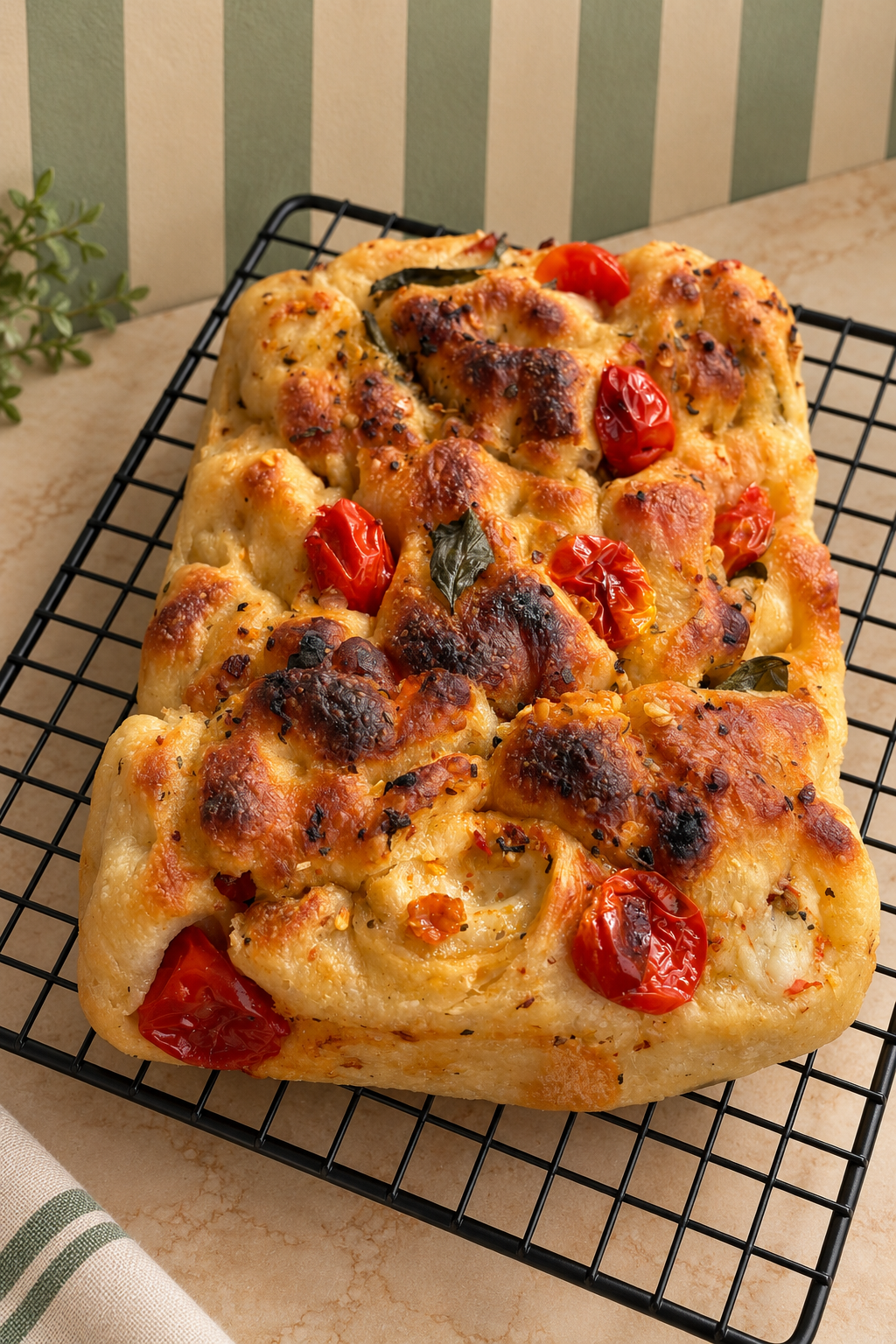 Cherry tomato & Basil sourdough focaccia